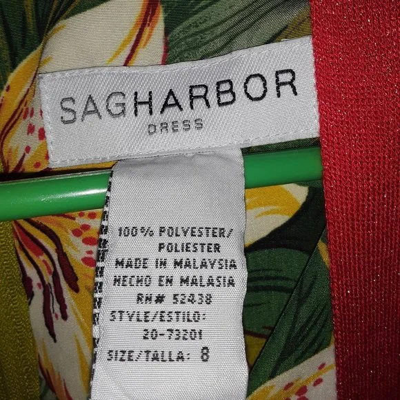 Sag Harbor SZ 8 Tropical V Neck Fitted Short Dress + Sparkle Shrug Vacay Cruise - Picture 8 of 10